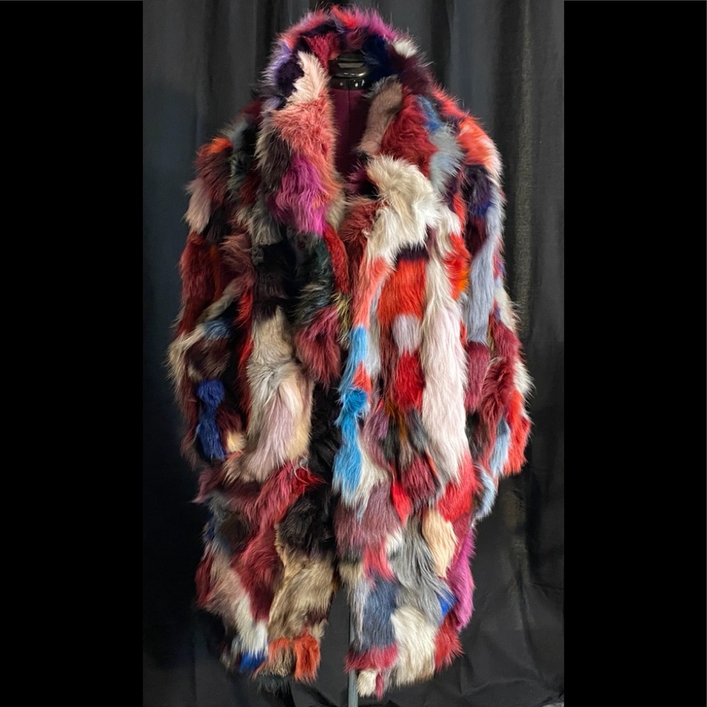 Eizzo by Damselle Multicolor Rabbit Fur